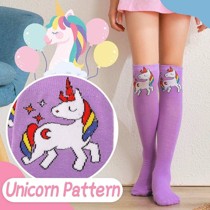 ANTSANG Kids Girls Knee High Socks Long Boot Crazy Silly Fun Gift Cute Tall Animal Socks for Child 6 Pairs - Image 4